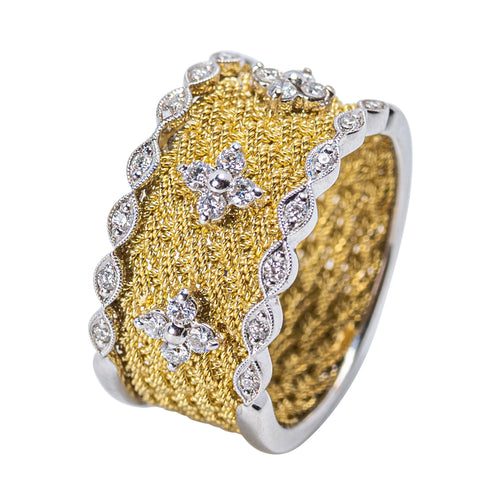 Buccellati Two-Tone Gold and Diamond Band Ring