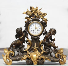 Load image into Gallery viewer, Large Louis XV Style Gilt and Patinated Bronze Mantel Clock