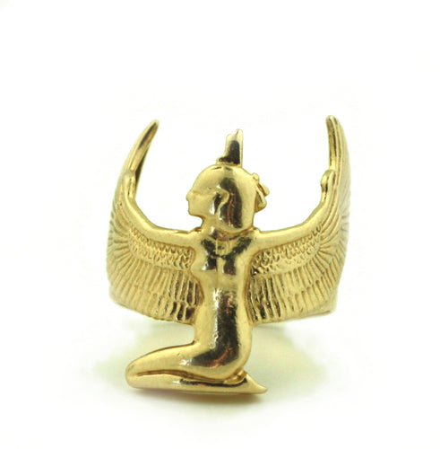 An Egyptian Goddess ISIS 14 karat yellow Gold Ring