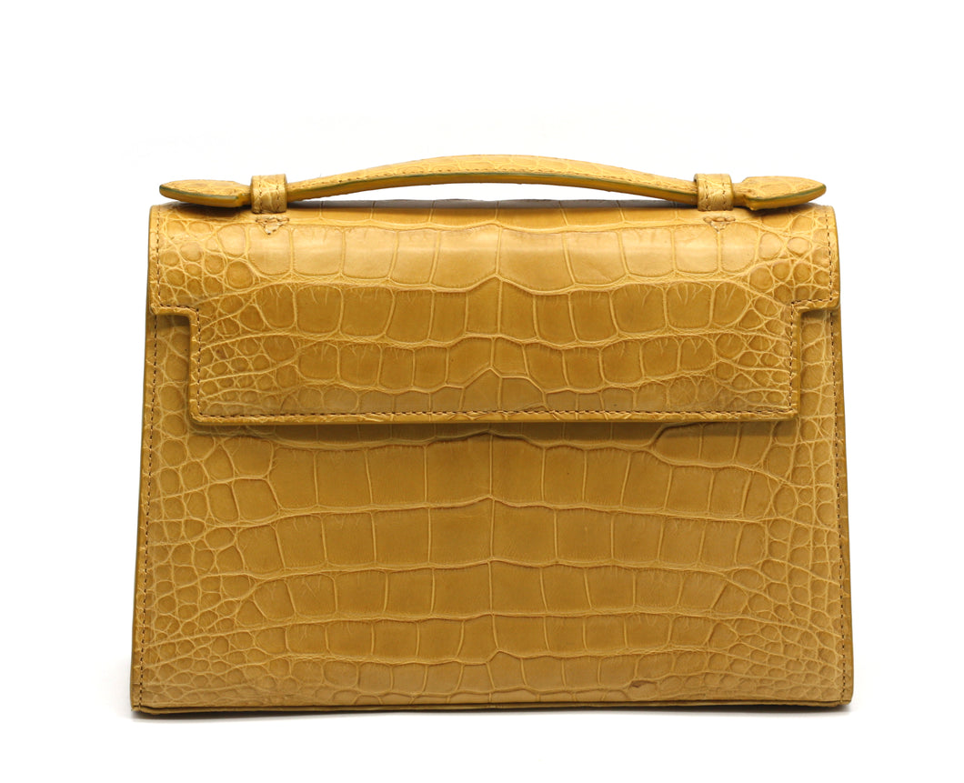 Laurent Effel Sienna Yellow Alligator Handbag