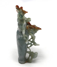 Load image into Gallery viewer, Fine Chinese Pale Green and Russet Jadeite Small Vase and Cover