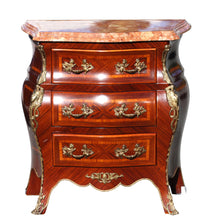 Load image into Gallery viewer, Louis XV Style Marble Top Inlaid Rosewood Petite Commode