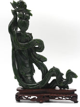 Load image into Gallery viewer, Chinese Spinach Green Jade Figure of a Beauty