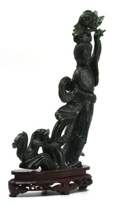 Chinese Spinach Green Jade Figure of a Beauty