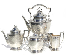 Load image into Gallery viewer, Ball Black &amp; Co. Sterling Four-Piece Tea Service, w/a Gorham EPNS Tray