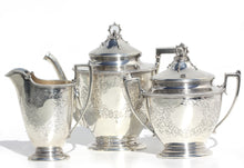 Load image into Gallery viewer, Ball Black &amp; Co. Sterling Four-Piece Tea Service, w/a Gorham EPNS Tray