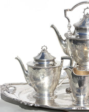 Load image into Gallery viewer, Ball Black &amp; Co. Sterling Four-Piece Tea Service, w/a Gorham EPNS Tray