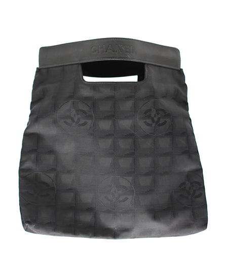 Chanel Black Leather and Fabric Handbag