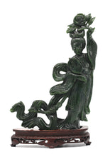 Load image into Gallery viewer, Chinese Spinach Green Jade Figure of a Beauty