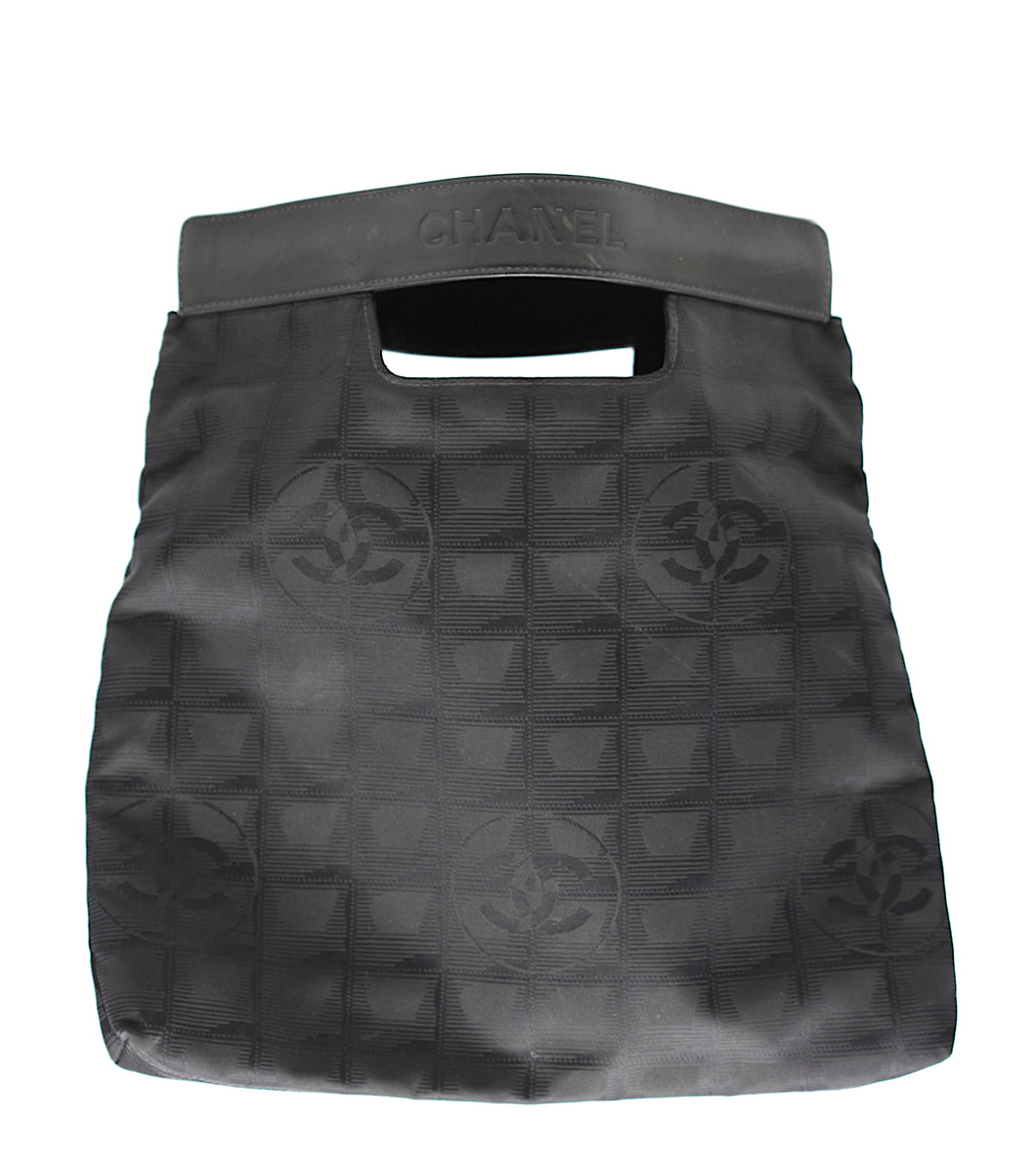 Chanel Black Leather and Fabric Handbag