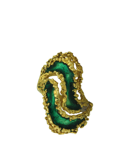 Gold and Enamel Abstract Ring