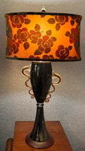 Load image into Gallery viewer, Pair of Czech Gilt and Black Glass Vases, mounted as Lamps
