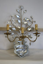 Load image into Gallery viewer, Pair of Italian Rock Crystal and Gilt Metal Three-Light Wall Lights