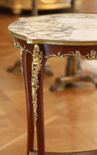 Load image into Gallery viewer, Louis XV Style Marble Top Bronze Mounted Mahogany Occasional Table