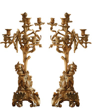 Load image into Gallery viewer, Pair of Louis XV Style Gilt Bronze Six-Light Candelabra
