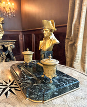 Load image into Gallery viewer, French Empire Gilt Bronze and Marble Standish