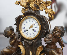 Load image into Gallery viewer, Large Louis XV Style Gilt and Patinated Bronze Mantel Clock