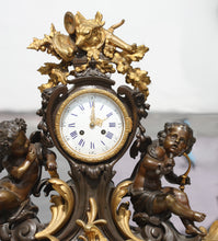 Load image into Gallery viewer, Large Louis XV Style Gilt and Patinated Bronze Mantel Clock