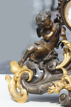 Load image into Gallery viewer, Large Louis XV Style Gilt and Patinated Bronze Mantel Clock
