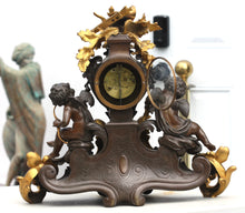 Load image into Gallery viewer, Large Louis XV Style Gilt and Patinated Bronze Mantel Clock