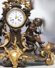Load image into Gallery viewer, Large Louis XV Style Gilt and Patinated Bronze Mantel Clock