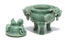 Load image into Gallery viewer, Chinese Carved Jadeite Covered Censer