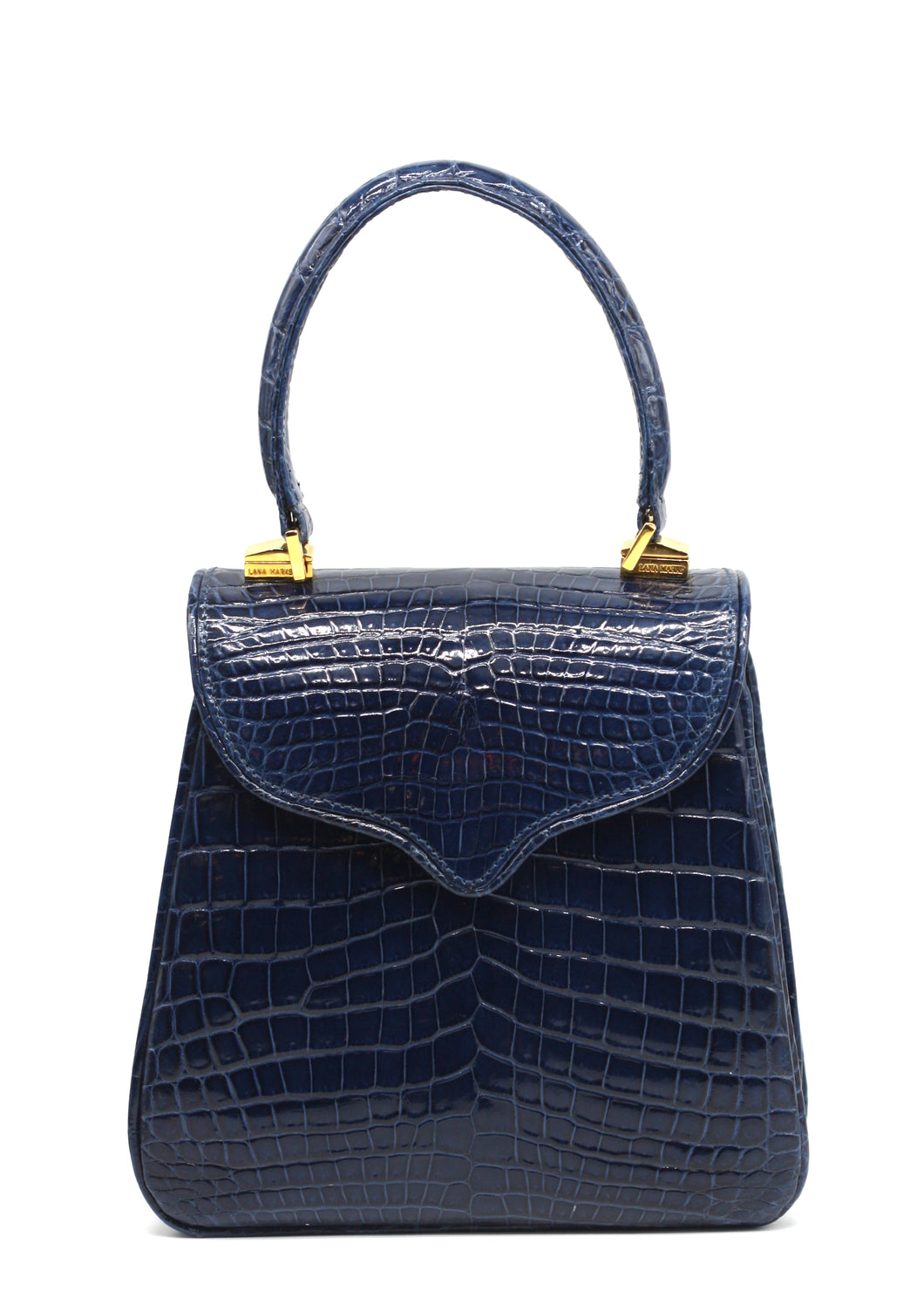 Lana Marks Navy Blue Alligator “Princess Diana” Handbag
