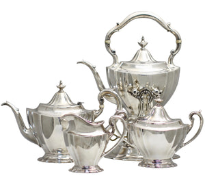 Reed And Barton Sterling Silver Four-Piece Tea And Coffee Service with a Tiffany & Co. Silver Plated Tray