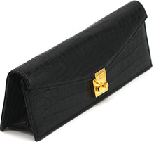 Load image into Gallery viewer, Lana Marks Black Alligator Envelope Clutch