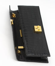Load image into Gallery viewer, Lana Marks Black Alligator Envelope Clutch