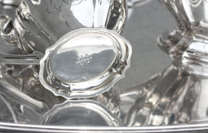 Reed And Barton Sterling Silver Four-Piece Tea And Coffee Service with a Tiffany & Co. Silver Plated Tray