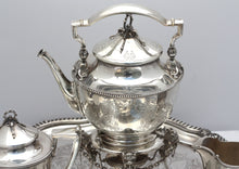 Load image into Gallery viewer, American Coin Silver Four-Piece Tea Service w/ English Plated Tray