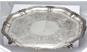 American Coin Silver Four-Piece Tea Service w/ English Plated Tray