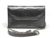 Load image into Gallery viewer, Lana Marks Silver Gray Alligator Capri Clutch
