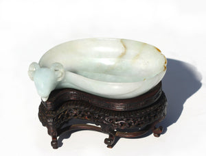 Fine Chinese Ram Headed White Jadeite Brush Washer