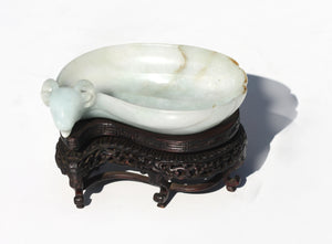 Fine Chinese Ram Headed White Jadeite Brush Washer