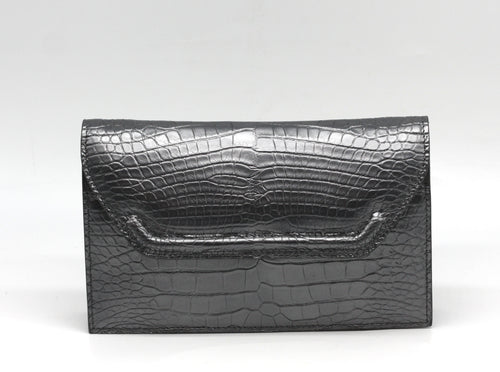 Lana Marks Silver Gray Alligator Capri Clutch
