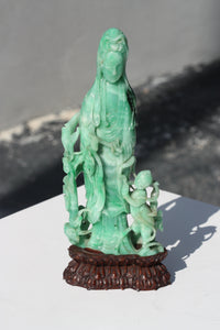 Fine Chinese Emerald Green Jadeite Quanyin