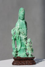 Load image into Gallery viewer, Fine Chinese Emerald Green Jadeite Quanyin