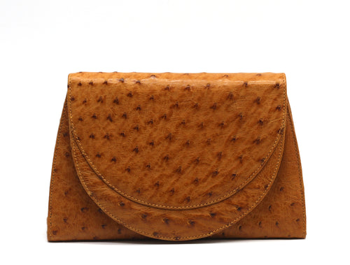 Parri Firenze Light Brown Ostrich Skin Clutch