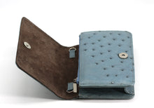 Load image into Gallery viewer, Lana Marks Slate Blue Ostrich Leather Handbag and Clutch (2 Pieces)