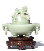 Load image into Gallery viewer, Fine Chinese Celadon Jade Tripod Censer Qing Dynasty