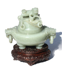 Load image into Gallery viewer, Fine Chinese Celadon Jade Tripod Censer Qing Dynasty