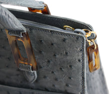 Load image into Gallery viewer, Lana Marks Slate Blue Ostrich Leather Handbag and Clutch (2 Pieces)