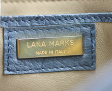 Load image into Gallery viewer, Lana Marks Slate Blue Ostrich Leather Handbag and Clutch (2 Pieces)