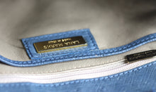Load image into Gallery viewer, Lana Marks Slate Blue Ostrich Leather Handbag and Clutch (2 Pieces)