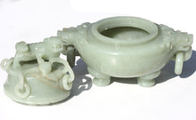 Load image into Gallery viewer, Fine Chinese Celadon Jade Tripod Censer Qing Dynasty