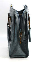 Load image into Gallery viewer, Lana Marks Slate Blue Ostrich Leather Handbag and Clutch (2 Pieces)