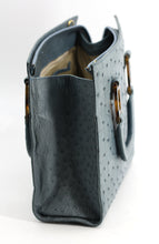 Load image into Gallery viewer, Lana Marks Slate Blue Ostrich Leather Handbag and Clutch (2 Pieces)