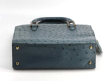 Load image into Gallery viewer, Lana Marks Slate Blue Ostrich Leather Handbag and Clutch (2 Pieces)